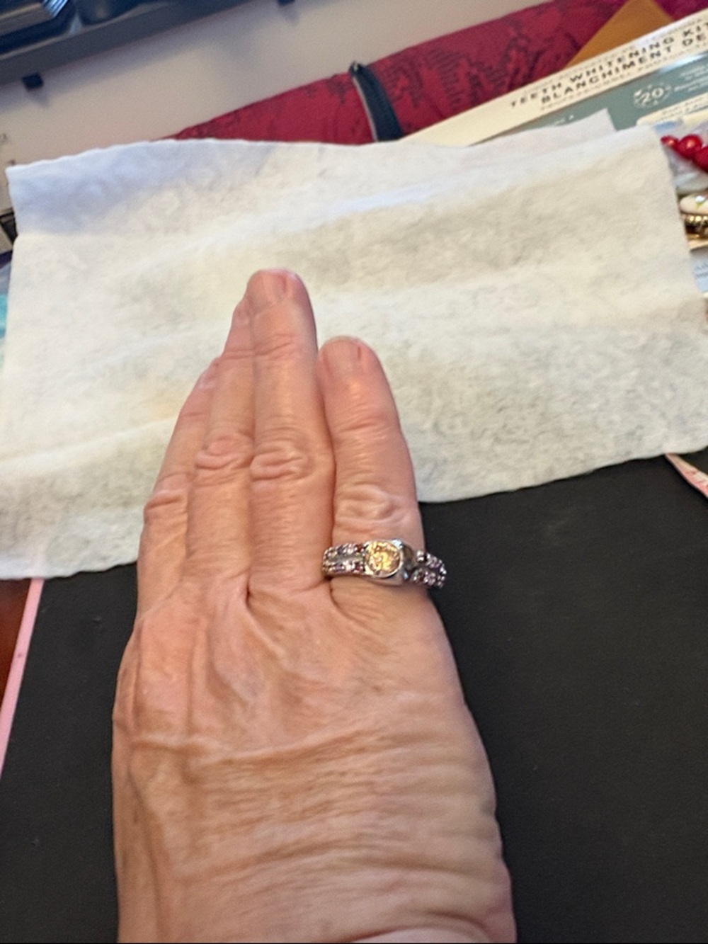 Vintage Sterling Silver Yellow Citrine Ring with Accent Stones - Picture 2 of 13